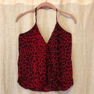 Parker ‘Kae' Leopard Print Halter Tank 100% SILK